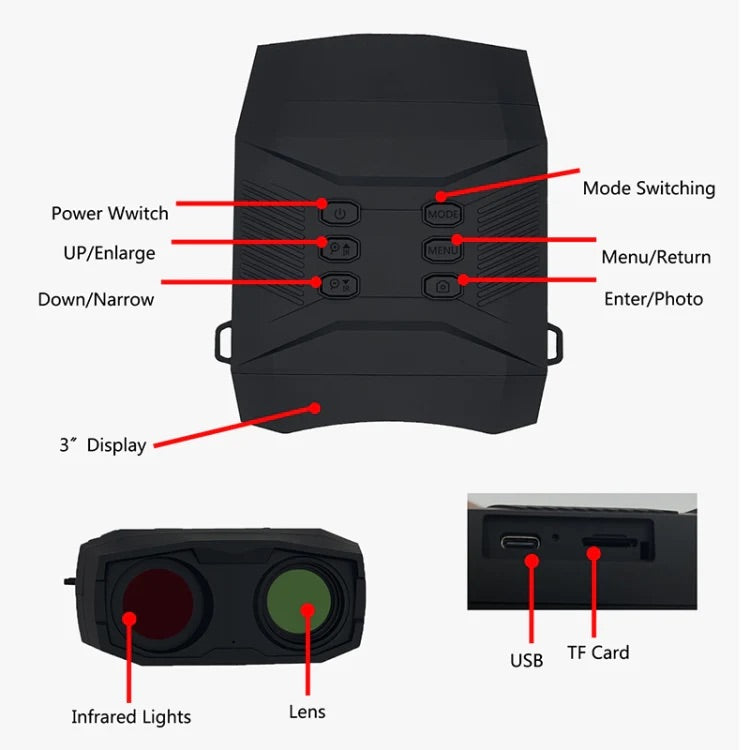 (Full Color) 4K Night Vision Binoculars with Long Viewing Distance & Rechargeable Lithium Battery