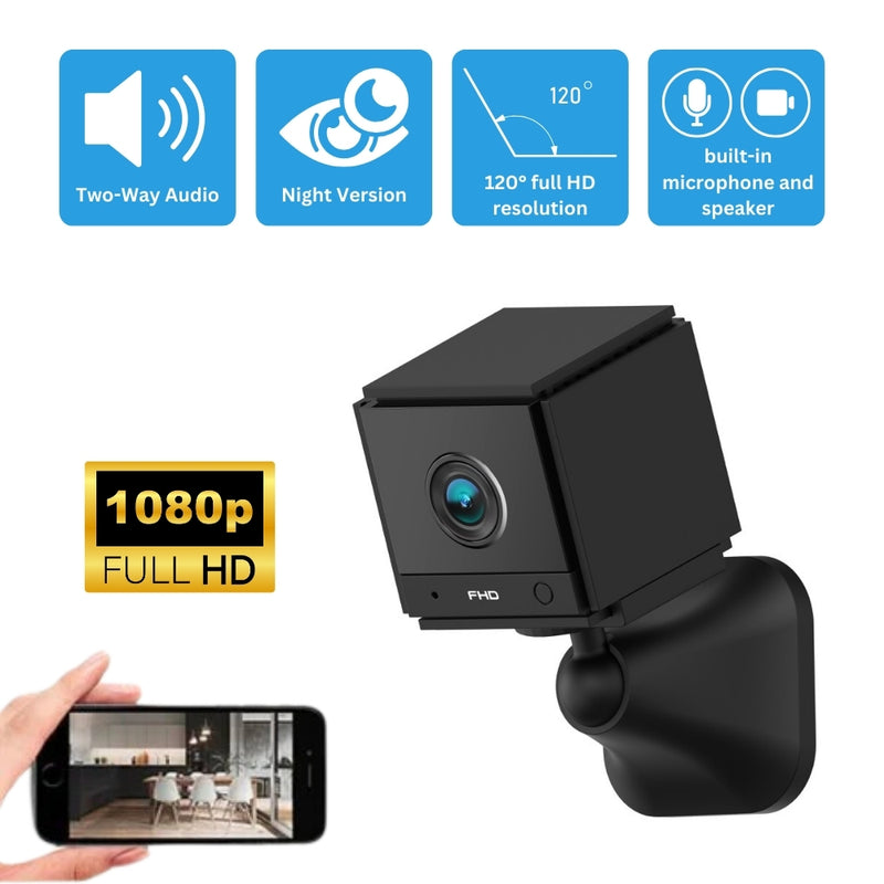 Mini Compact Security WiFi Camera with Two-Way Audio, Motion Detection, Night Vision