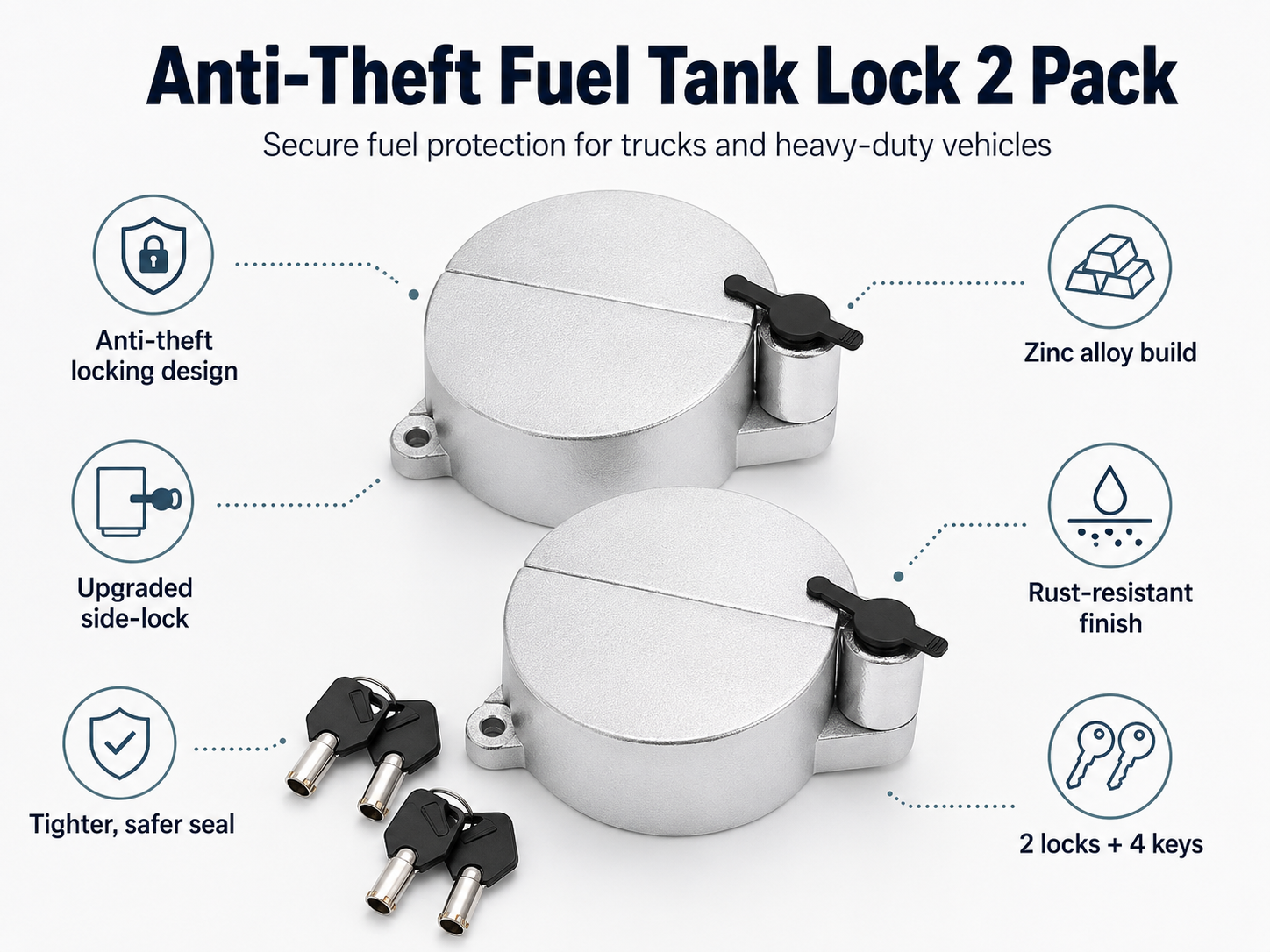 Heavy Duty Locking Fuel Cap Anti-Theft Oil Cover
