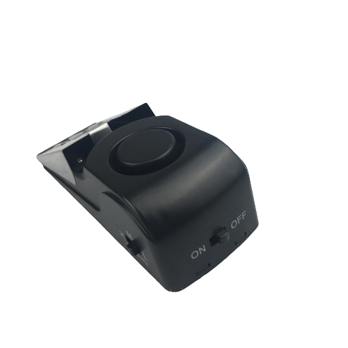 An angled view of a doorstop displaying the ON-OFF button on the backside. - The Spy Store