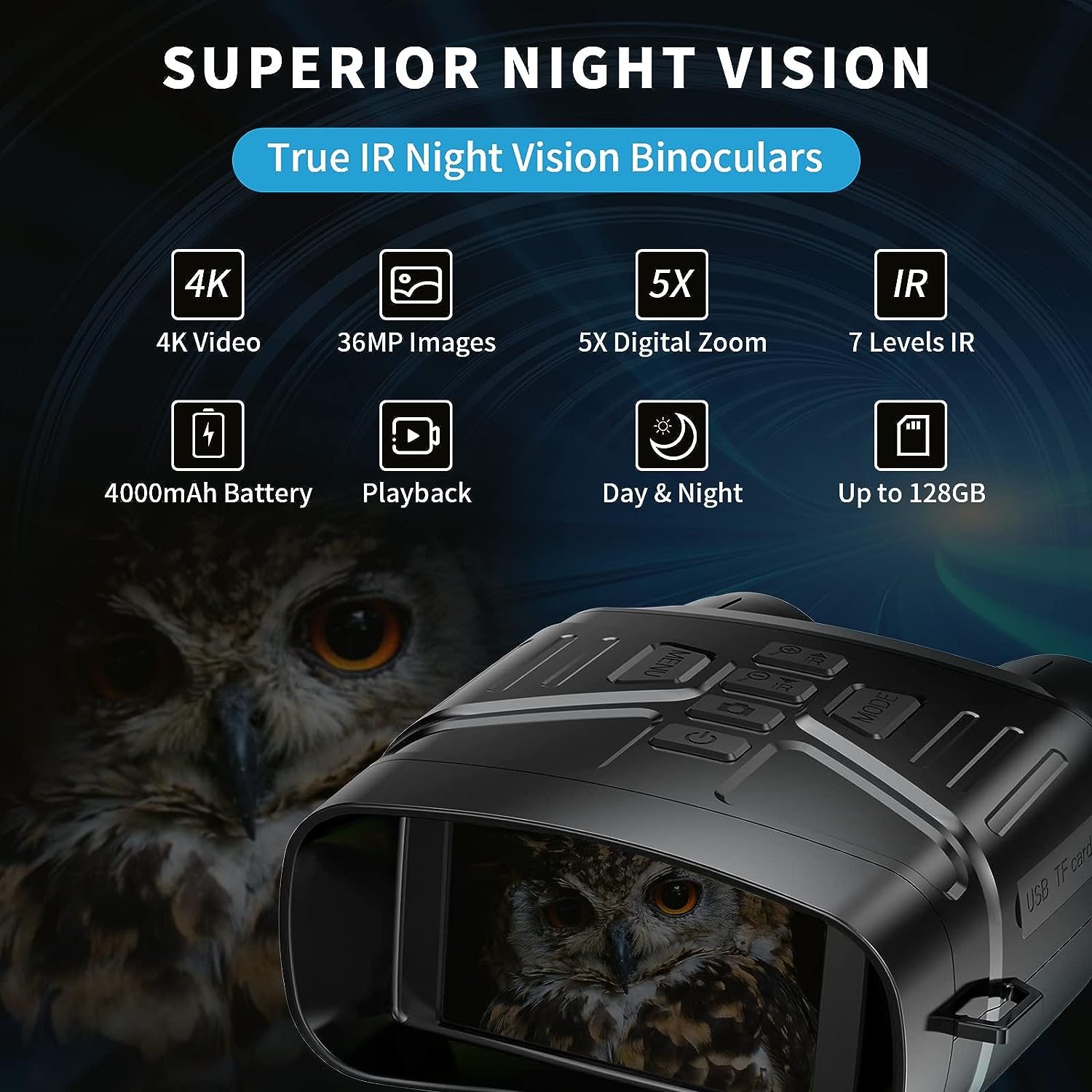 Night Vision Binoculars - 4K Recording