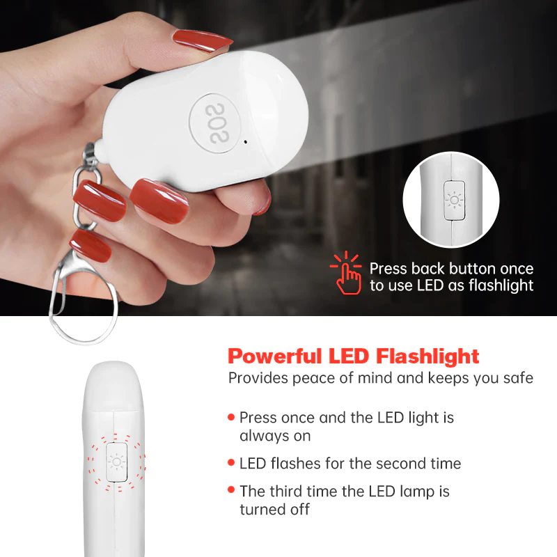 Personal Alarm - 130dB Siren (White)