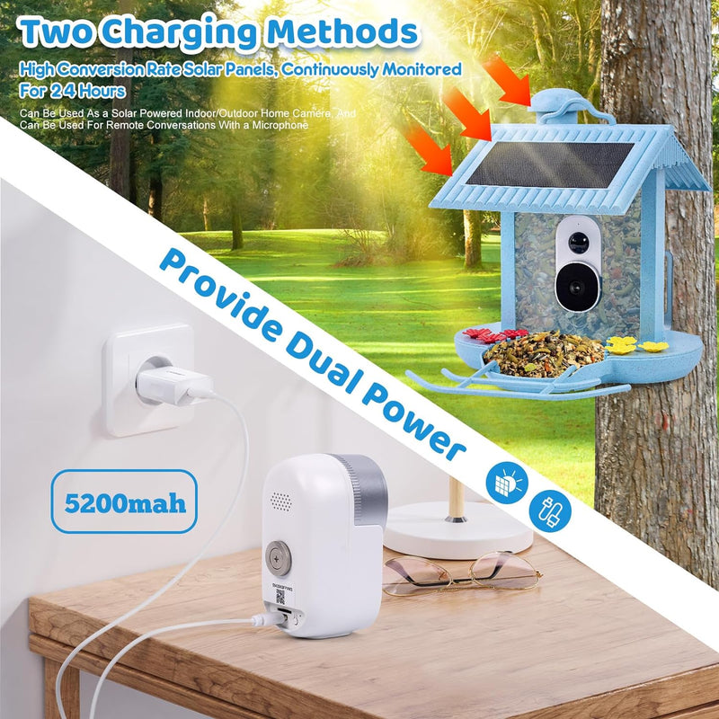 Solar Smart Bird Feeder with Wifi Camera APP Control and Night Vision