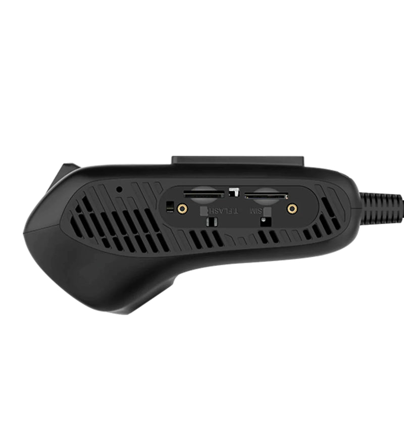 The black front dash camera - Side Profile with Ports - Sentriwise
