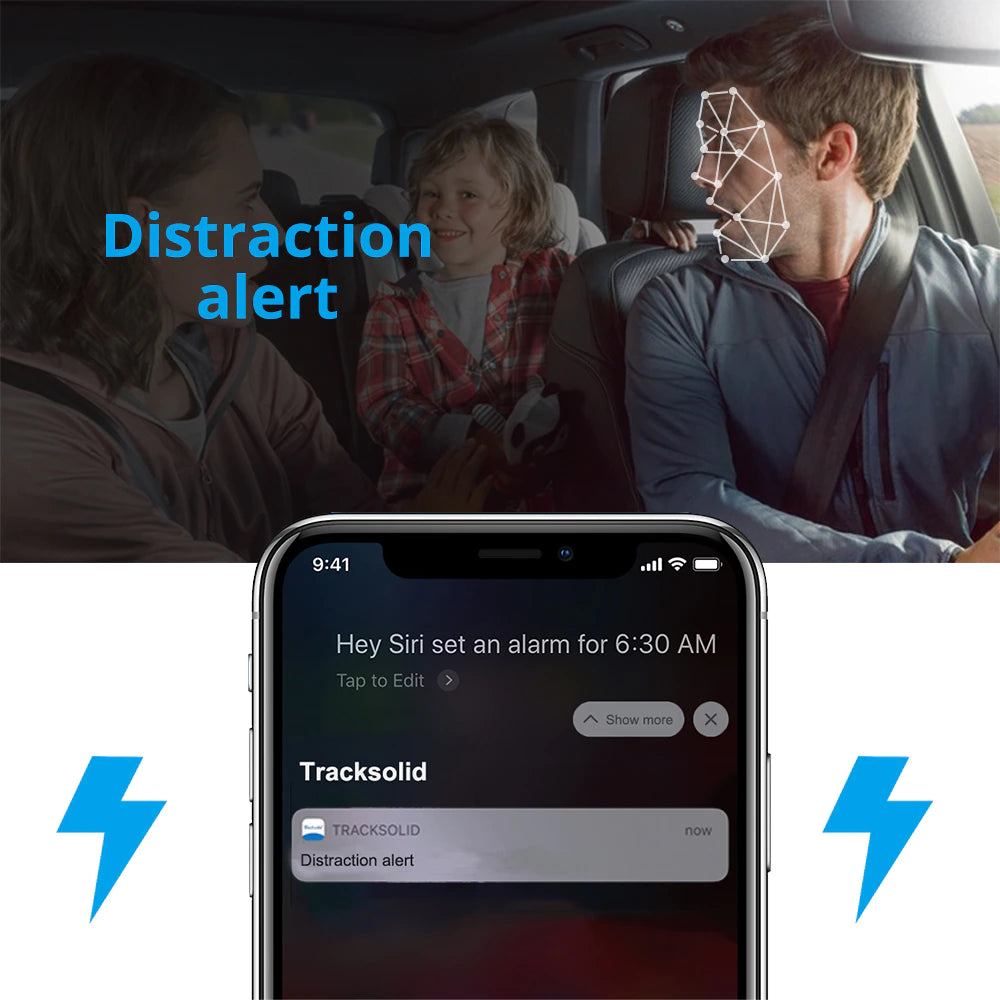Distraction Alert Demonstration, Triggered as the male driver looks towards his son in the rear. - Sentriwise