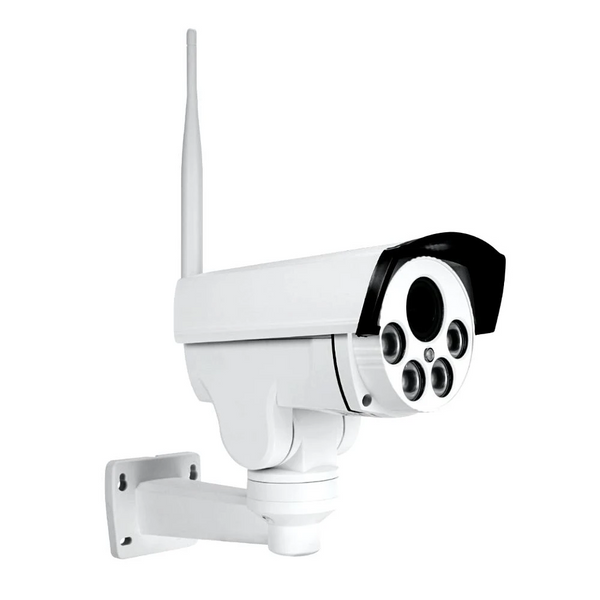 White Outdoor Security Camera with Antenna - Varied Angle - Sentriwise