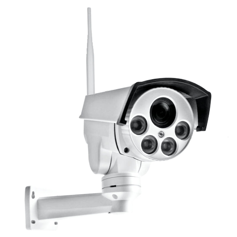 White Outdoor Security Camera with Antenna - Varied Angle - Sentriwise