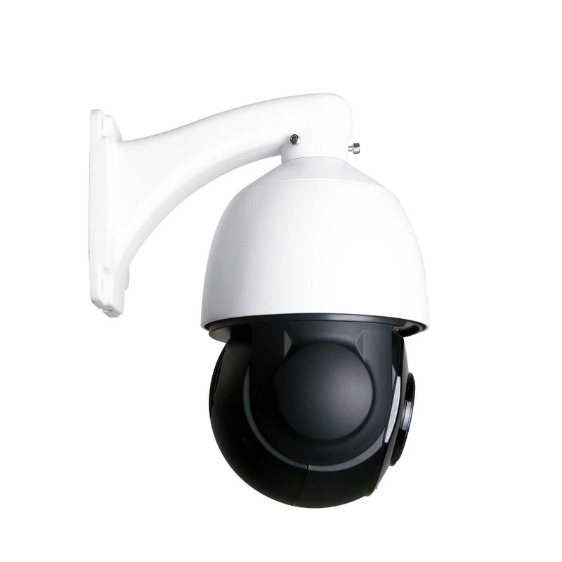 Spherical White Outdoor Security Camera on Mount - Side Profile - Sentriwise