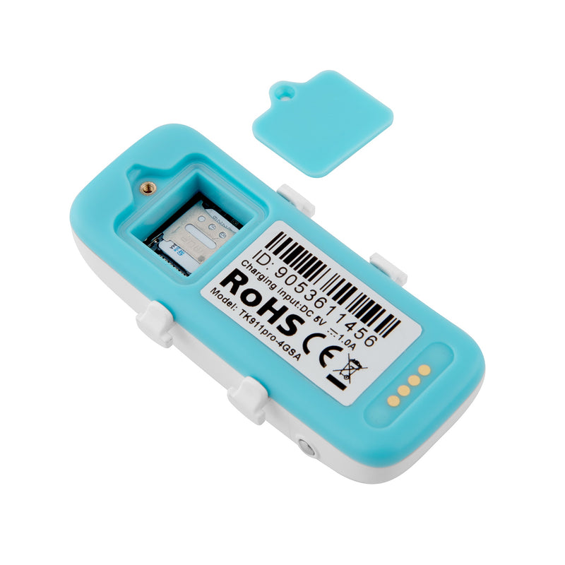 A compact blue rear side view of the collar-sized GPS Tracker for Pets showing SIM Tray - Back View - Sentriwise